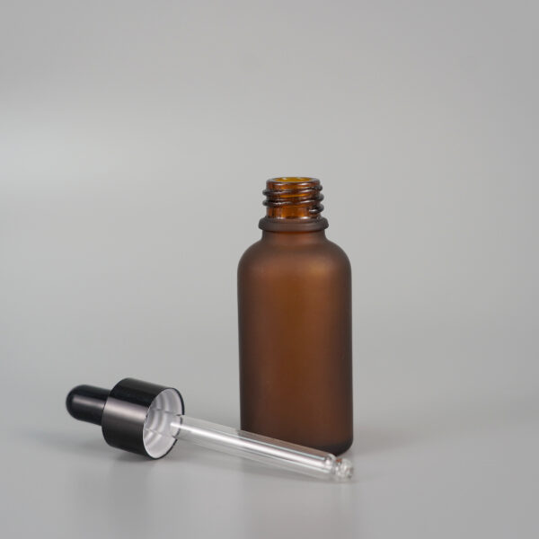 Frosted Amber Glass Dropper Bottle (1)