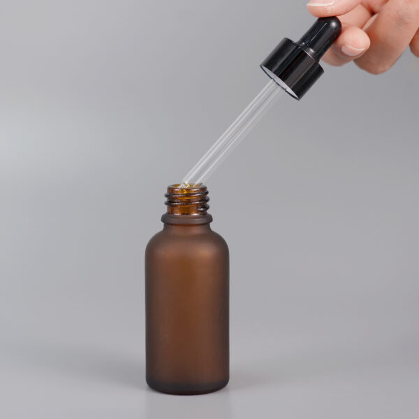 Frosted Amber Glass Dropper Bottle (2)